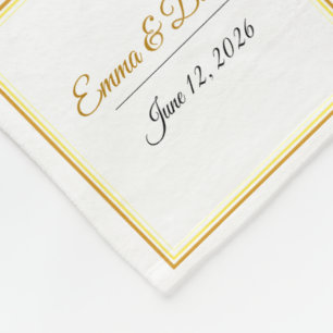 Elegant Minimalist Wedding Names & Date Template Fleece Blanket