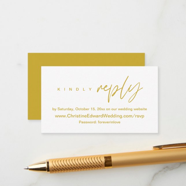 Elegant, Minimalist, Wedding Online RSVP Enclosure (Front/Back In Situ)