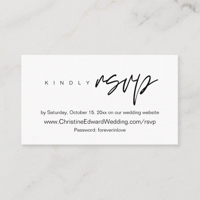 Elegant, Minimalist, Wedding Online RSVP Enclosure (Front)
