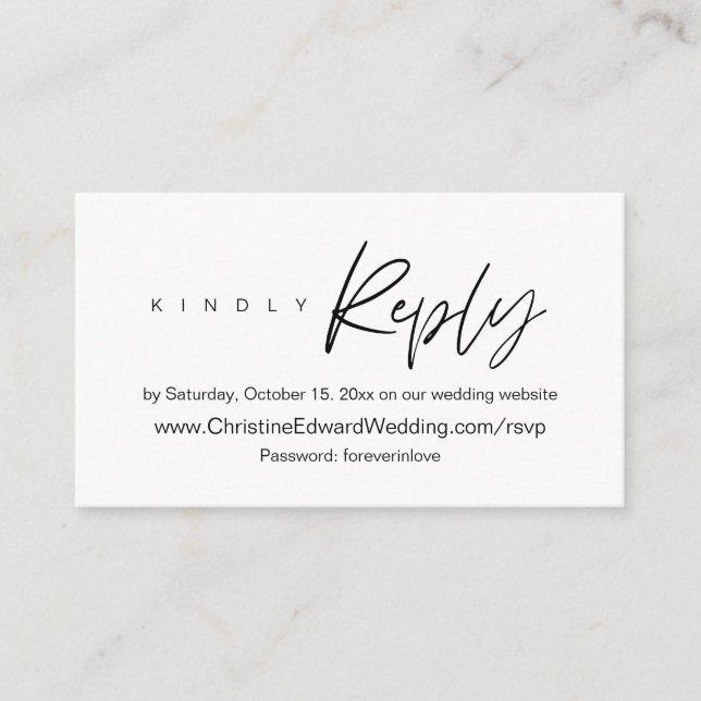 Elegant, Minimalist, Wedding Online RSVP Enclosure (Front)
