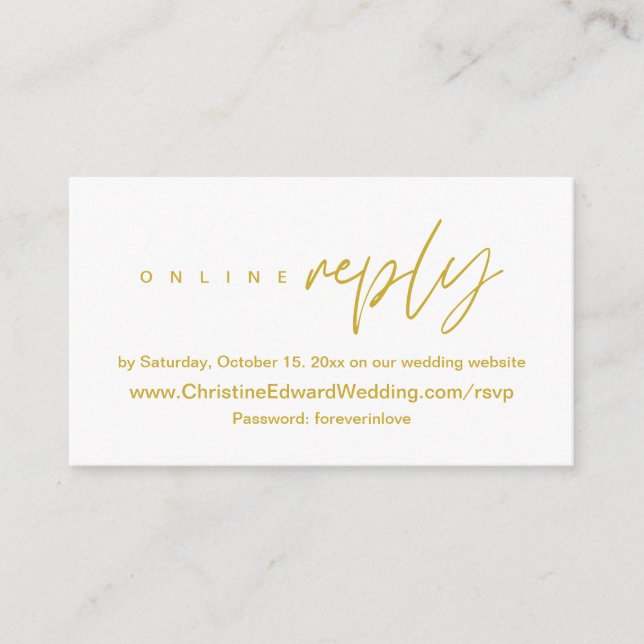 Elegant, Minimalist, Wedding Online RSVP Enclosure (Front)