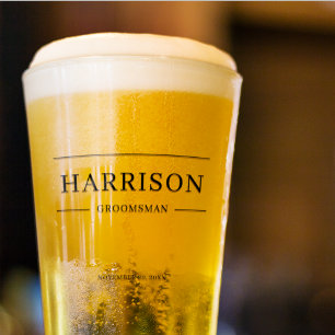 Elegant Minimalist Wedding Party Groomsmen Beer Glass