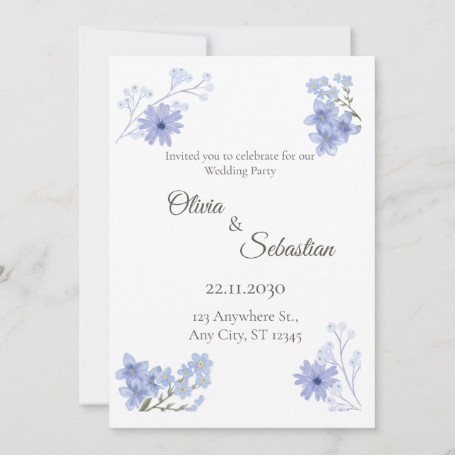 Elegant Minimalist Wedding Party Invitation (Front)