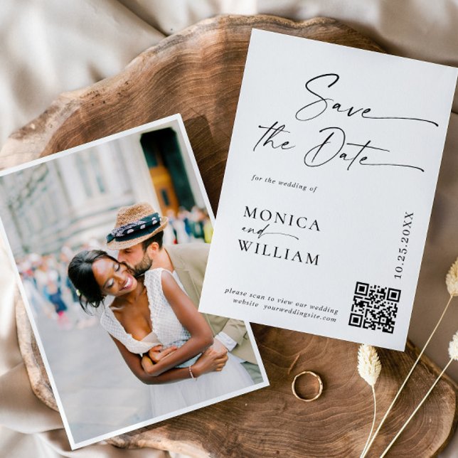 Elegant Minimalist Wedding Photo QR code Save The Date (Creator Uploaded)
