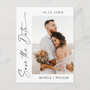 Elegant Minimalist Wedding Photo QR Save The Date Postcard