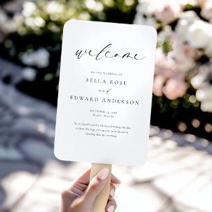 Elegant Minimalist Wedding Program Hand Fan