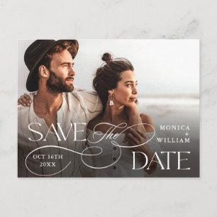 Elegant Minimalist Wedding QR Code Save The Date Postcard
