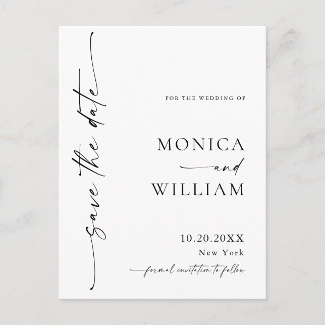 Elegant Minimalist Wedding QR Code Save The Date Postcard (Front)
