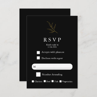 Elegant Minimalist Wedding RSVP Card Modern Simple