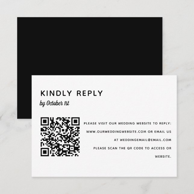 Elegant Minimalist Wedding RSVP QR Code Online (Front/Back)