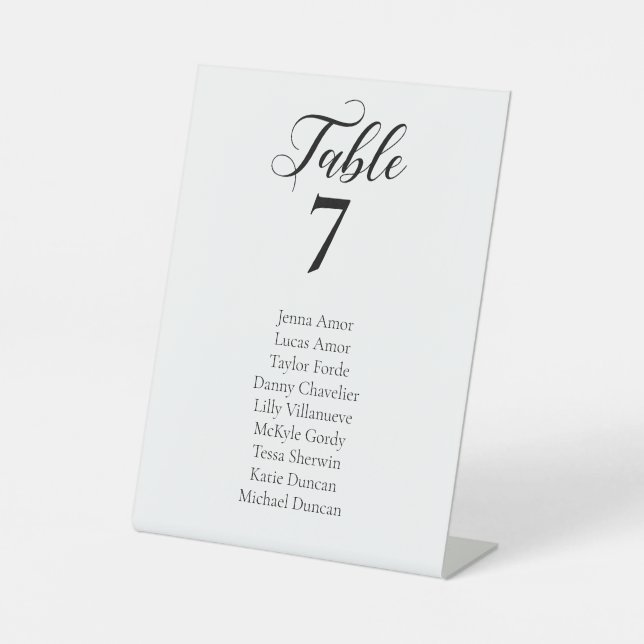Elegant Minimalist Wedding Seating Chart Pedestal Sign (Front)
