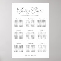 Elegant Minimalist Wedding Seating Chart Sign 