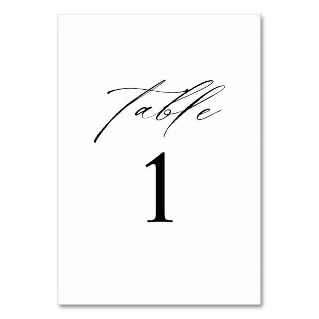 Elegant Minimalist Wedding Table Number Card (Front)