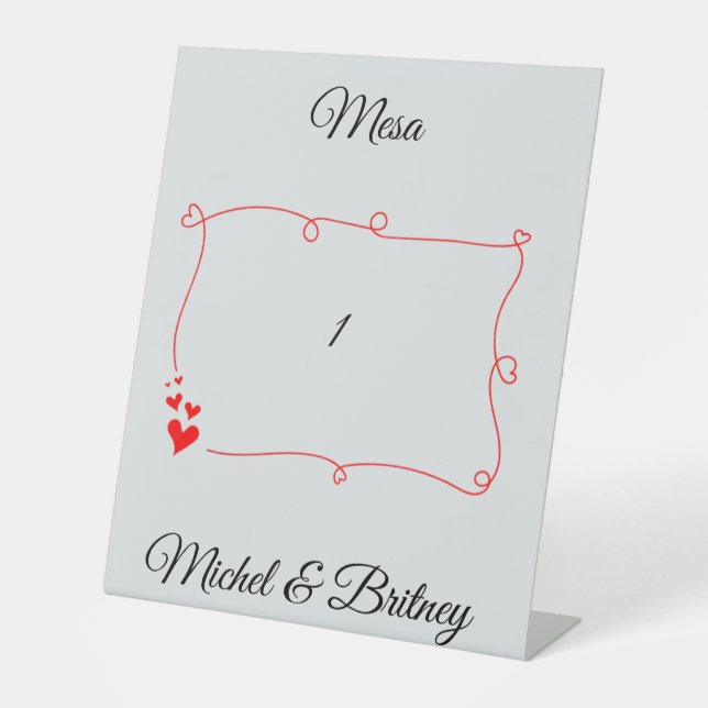 Elegant Minimalist Wedding Table Number Pedestal Sign (Front)