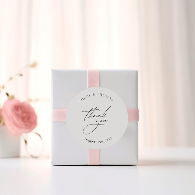 Elegant Minimalist Wedding Thank You Classic Round Sticker (Elegant Minimalist Wedding Thank You Classic Round Sticker)