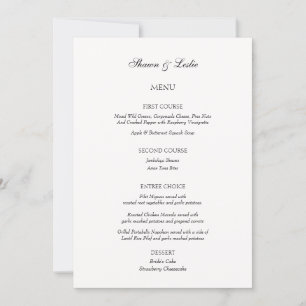 Elegant Minimalist Wedding Three Course Menu Invitation