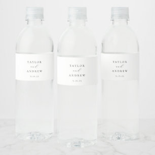 Elegant Minimalist Wedding Water Bottle Label