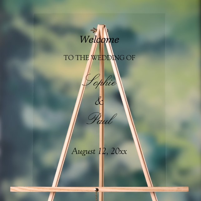 Elegant Minimalist Wedding Welcome Acrylic Sign (Neutral)