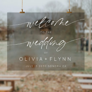 Elegant Minimalist Wedding Welcome Frosted White  Acrylic Sign