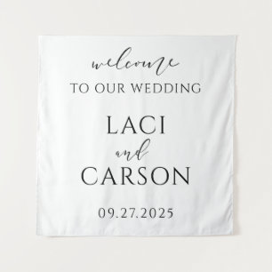 Elegant Minimalist Wedding Welcome sign Decor Tapestry