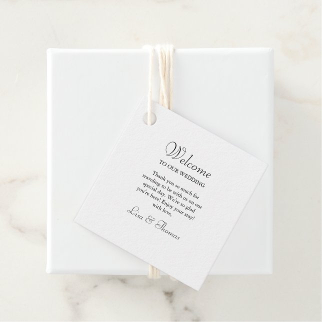 Elegant Minimalist Welcome Gift Tag (In Situ)