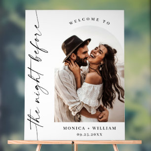 Elegant Minimalist WELCOME Rehearsal Dinner Photo Acrylic Sign