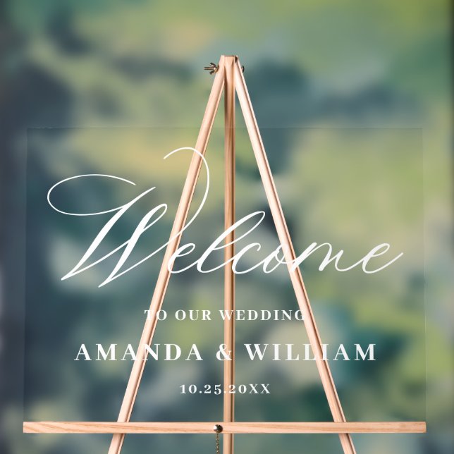 Elegant Minimalist WELCOME Wedding Acrylic Sign (Neutral)