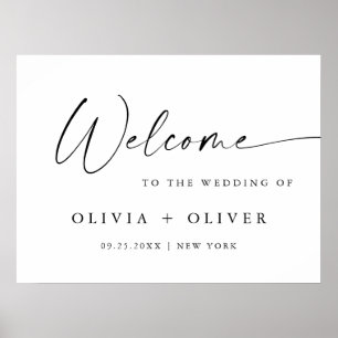 Elegant Minimalist Welcome Wedding Calligraphy Poster