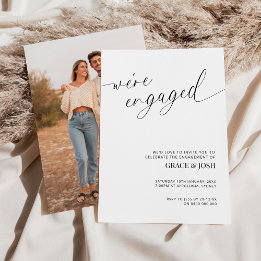 Elegant Minimalist We're Engaged Engagement Party Invitation
