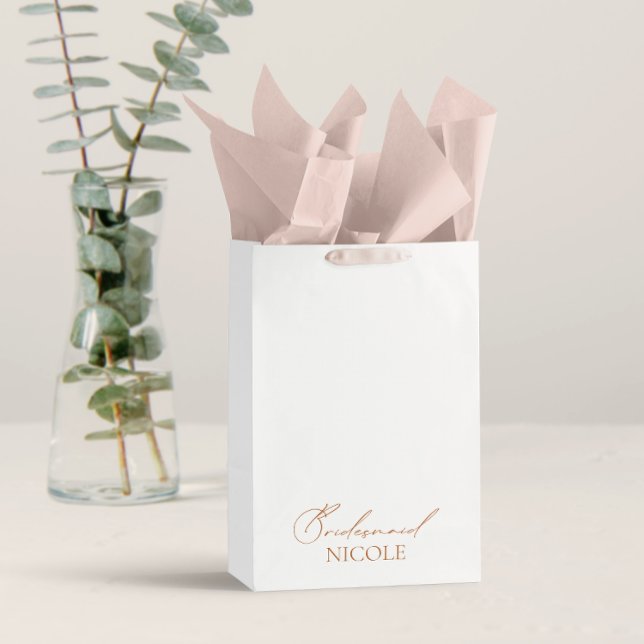 Elegant Minimalist White Bridesmaid Favours Medium Gift Bag (Creator Uploaded)