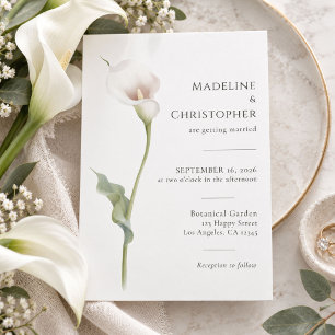 Elegant Minimalist White Calla Lily Wedding Invitation
