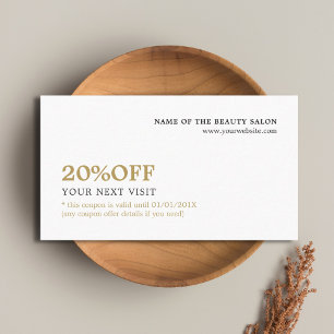Elegant Minimalist White Faux Gold Coupon Beauty