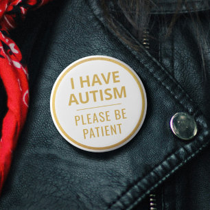 Elegant Minimalist White Gold Text Autism 2 Inch Round Button