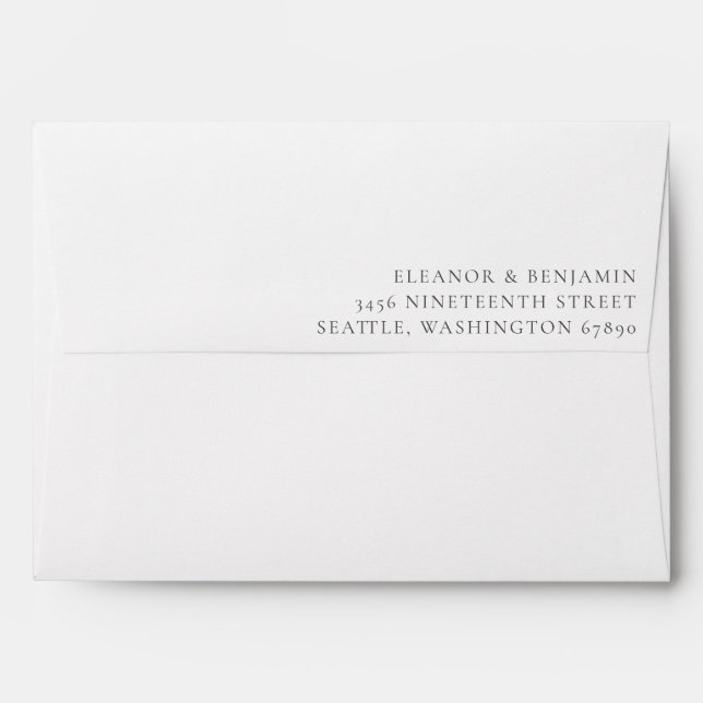 Elegant Minimalist White Matching Return Address Envelope (Back (Top Flap))