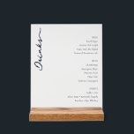 Elegant Minimalist White Menu Sign<br><div class="desc">This elegant wedding menu features a minimalist design with a clean, white background that highlights the sophisticated layout. The word "Drinks" is elegantly scripted in flowing cursive on the left, while categories like Beer, Wine, and Spirits are listed in bold uppercase letters to the right, each accompanied by simple, readable...</div>