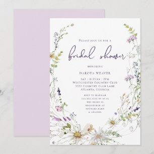 Elegant Minimalist Wildflower Bridal Shower Invitation