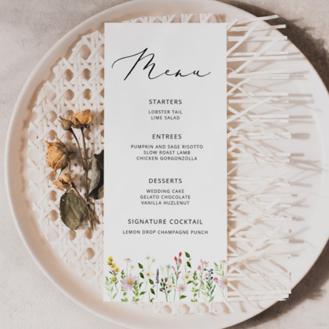 Elegant Minimalist Wildflower Wedding menu (Creator Uploaded)