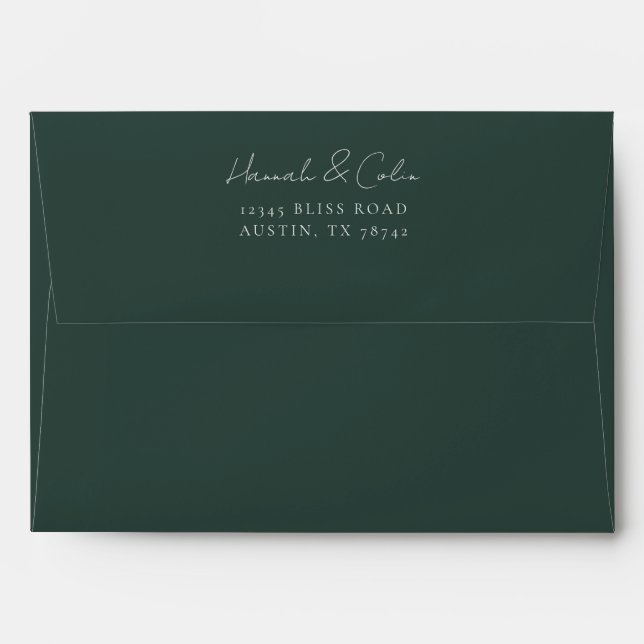 Elegant Minimalist Winter Wreath White Green Envelope (Back (Top Flap))