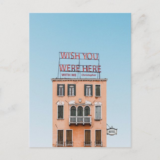 Elegant minimalist Wish you were here with me Postcard (Front)