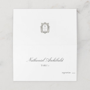 Elegant & Minimalist with Meal Choice Wedding Place Card