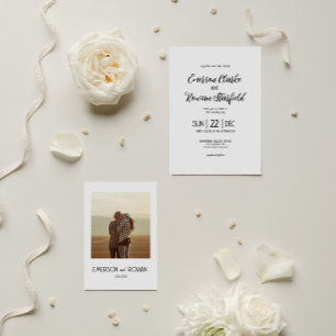 Elegant minimalist with Photo editable Wedding  Invitation