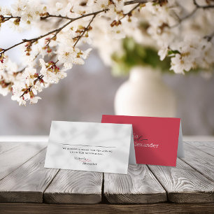 Elegant Minimalist With Red Accents Wedding Place Card