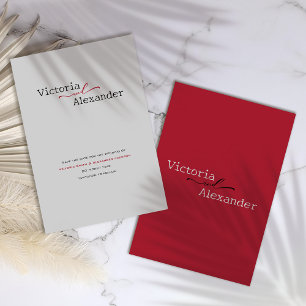 Elegant Minimalist With Red Accents Wedding Save The Date