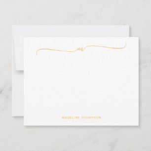 Elegant Minimalist Yellow Monogram Calligraphy  Card