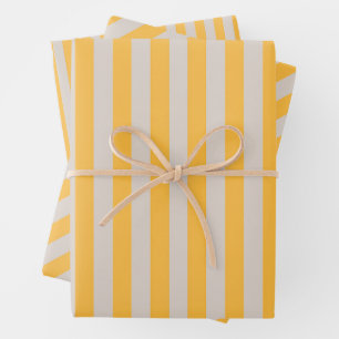 Elegant Minimalist Yellow White Stripes Pattern Wrapping Paper Sheet