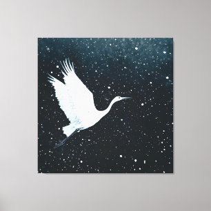 Elegant Minimalist Zen Crane Flight Canvas Print