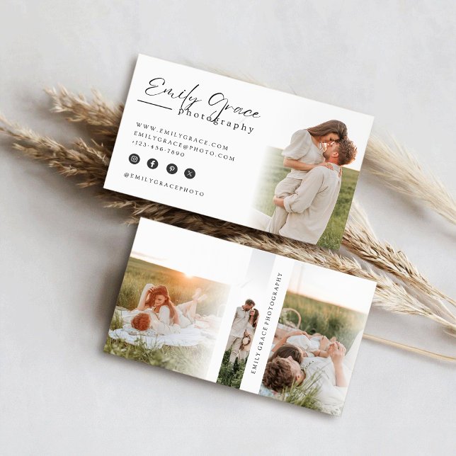 Élégant minimaliste Carte de visite de photographi (Créateur téléchargé)