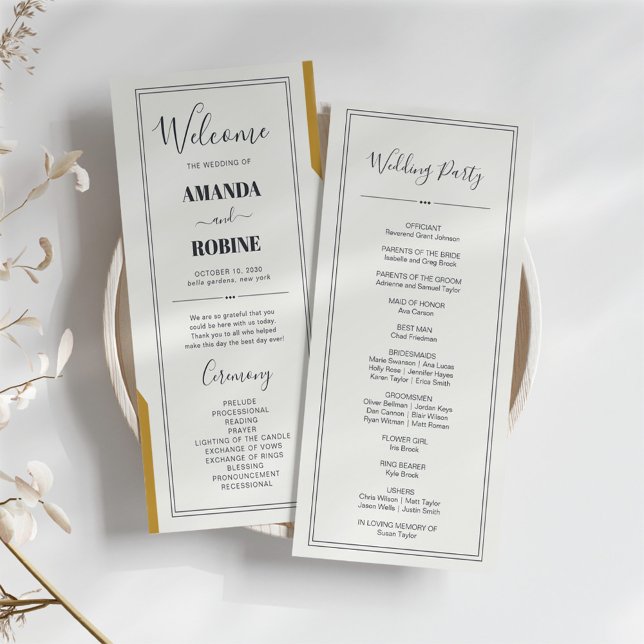 Élégant Minimaliste Chic Mariage Programmes (Créateur téléchargé)