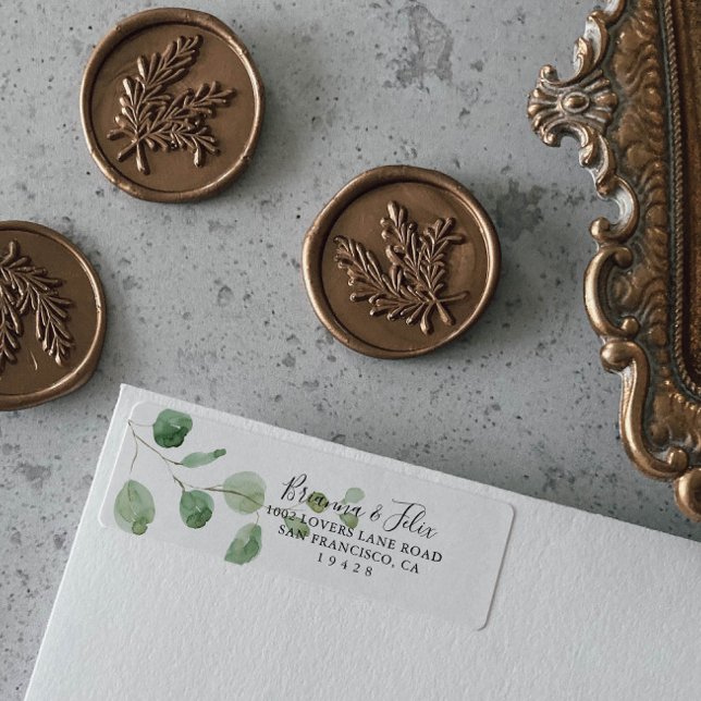 Élégant minimaliste Eucalyptus Adresse de retour (Créateur téléchargé)