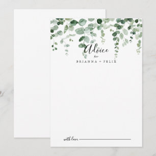 Elégant minimaliste Eucalyptus Mariage carte conse